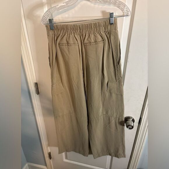 Mango Tan Wide Leg Pants with High Waisted Pocket Cargo Pants size 4 EUC - Picture 5 of 5